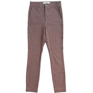 Hollister Ultra High-Rise Skinny Gingham Pants Red Navy White XS Stretch